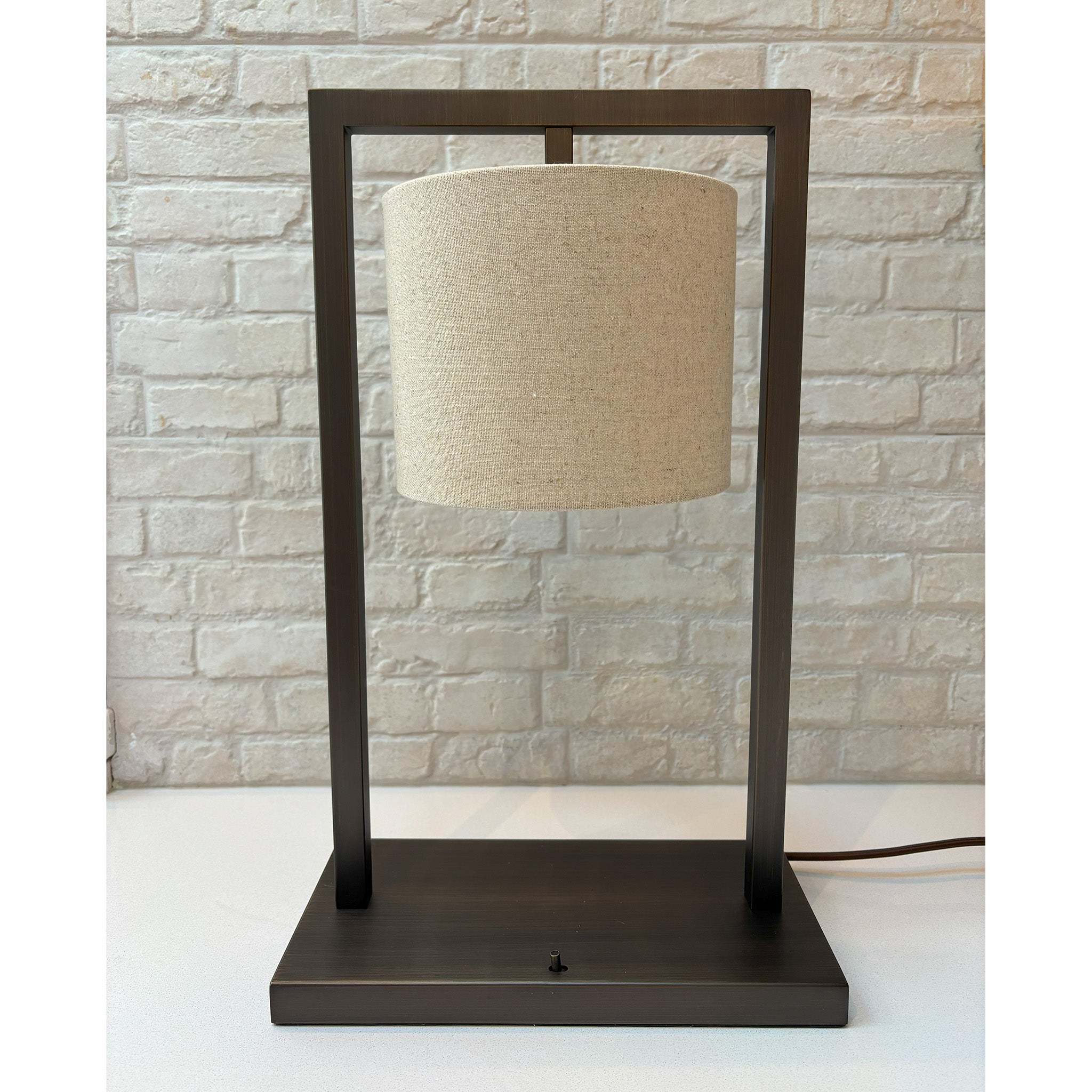 Square Frame Table Lamp in Satin Black